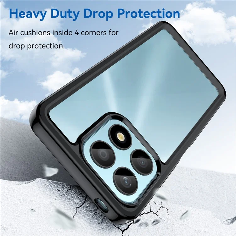 Coque de téléphone pour Honor X8a 4G, coque de protection en acrylique + TPU pour téléphone portable - Noir