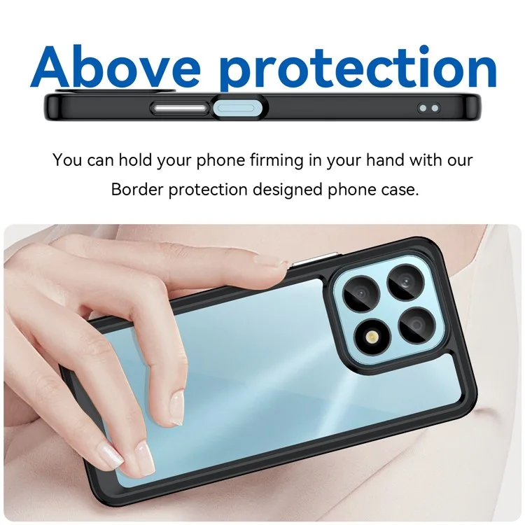 Coque de téléphone pour Honor X8a 4G, coque de protection en acrylique + TPU pour téléphone portable - Noir