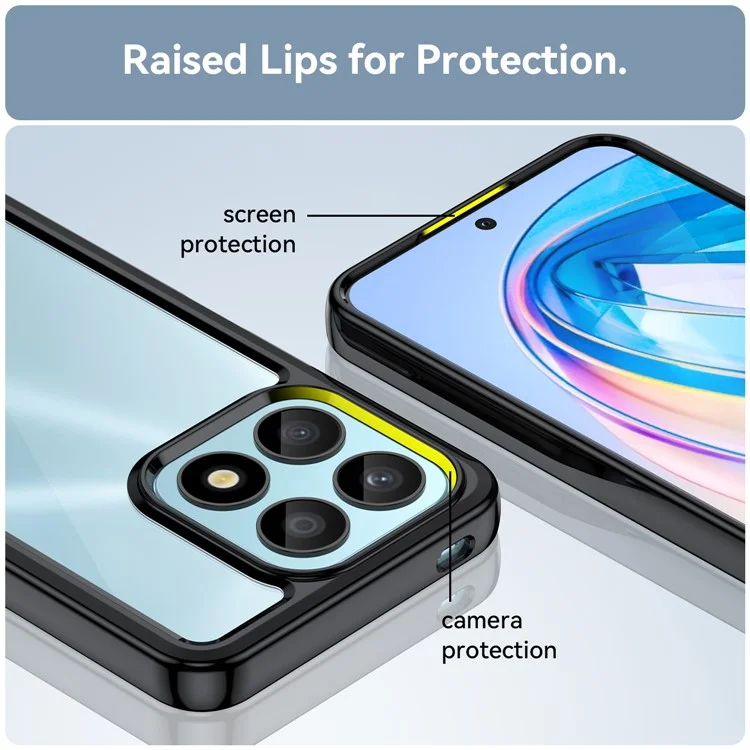 Coque de téléphone pour Honor X8a 4G, coque de protection en acrylique + TPU pour téléphone portable - Noir