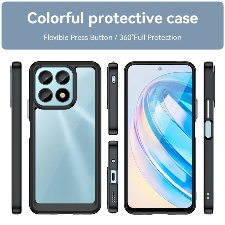 Coque de téléphone pour Honor X8a 4G, coque de protection en acrylique + TPU pour téléphone portable - Noir