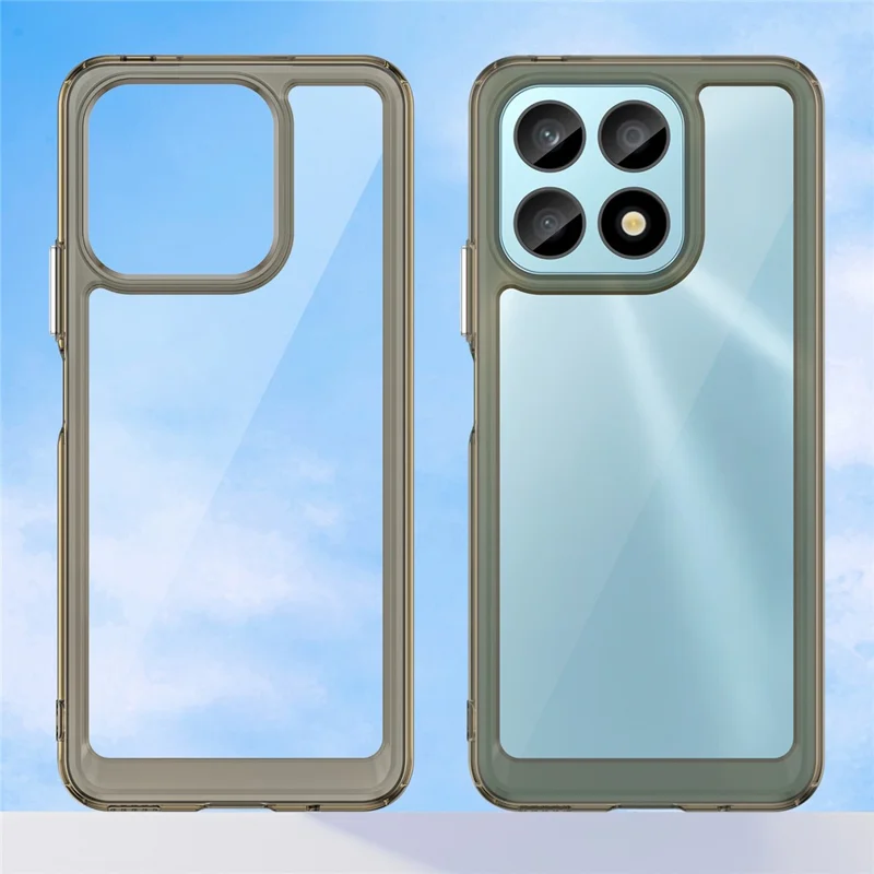 Phone Case for Honor X8a 4G , Acrylic+TPU Cell Phone Shell Protective Cover - Transparent Grey