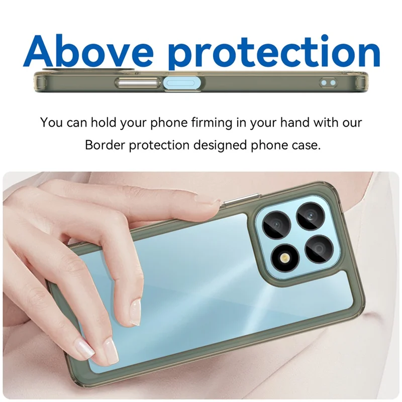 Phone Case for Honor X8a 4G , Acrylic+TPU Cell Phone Shell Protective Cover - Transparent Grey