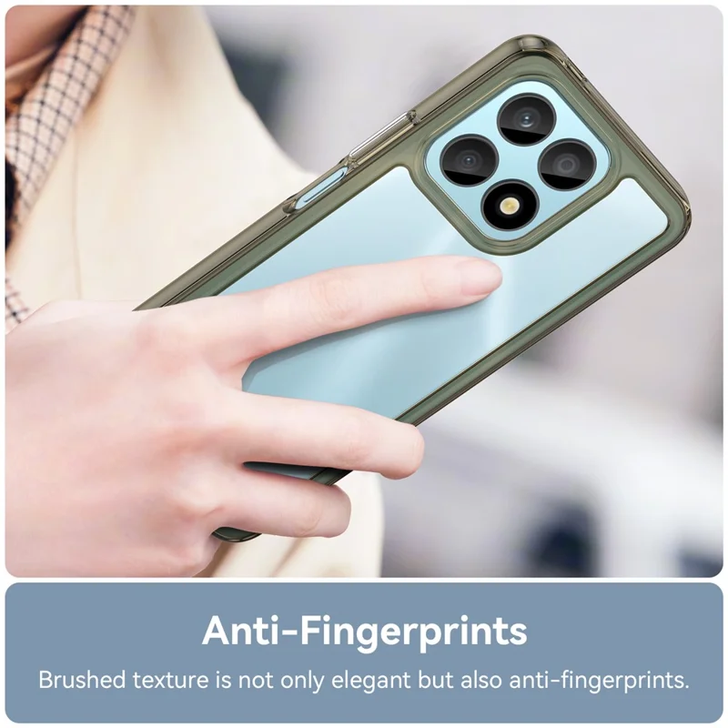 Phone Case for Honor X8a 4G , Acrylic+TPU Cell Phone Shell Protective Cover - Transparent Grey