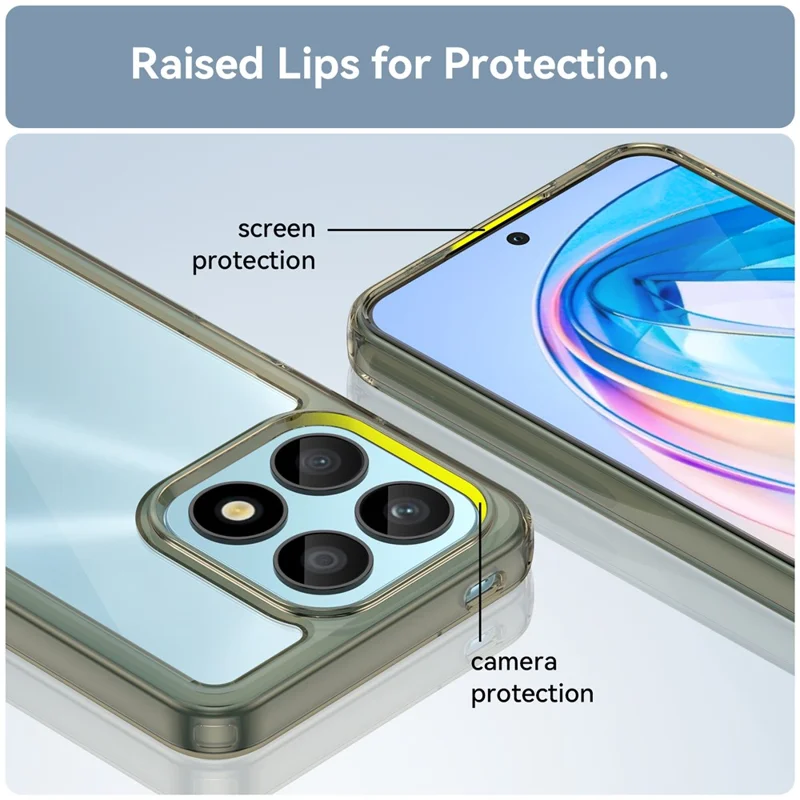 Phone Case for Honor X8a 4G , Acrylic+TPU Cell Phone Shell Protective Cover - Transparent Grey