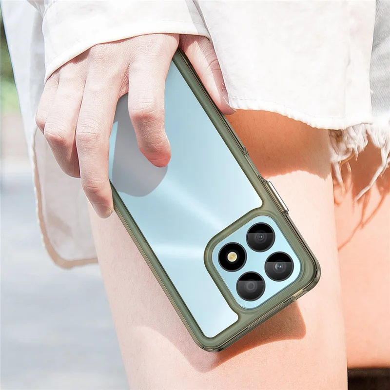 Phone Case for Honor X8a 4G , Acrylic+TPU Cell Phone Shell Protective Cover - Transparent Grey