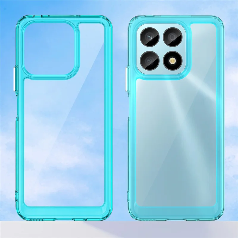 Phone Case for Honor X8a 4G , Acrylic+TPU Cell Phone Shell Protective Cover - Transparent Blue