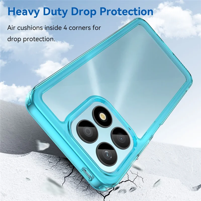Phone Case for Honor X8a 4G , Acrylic+TPU Cell Phone Shell Protective Cover - Transparent Blue