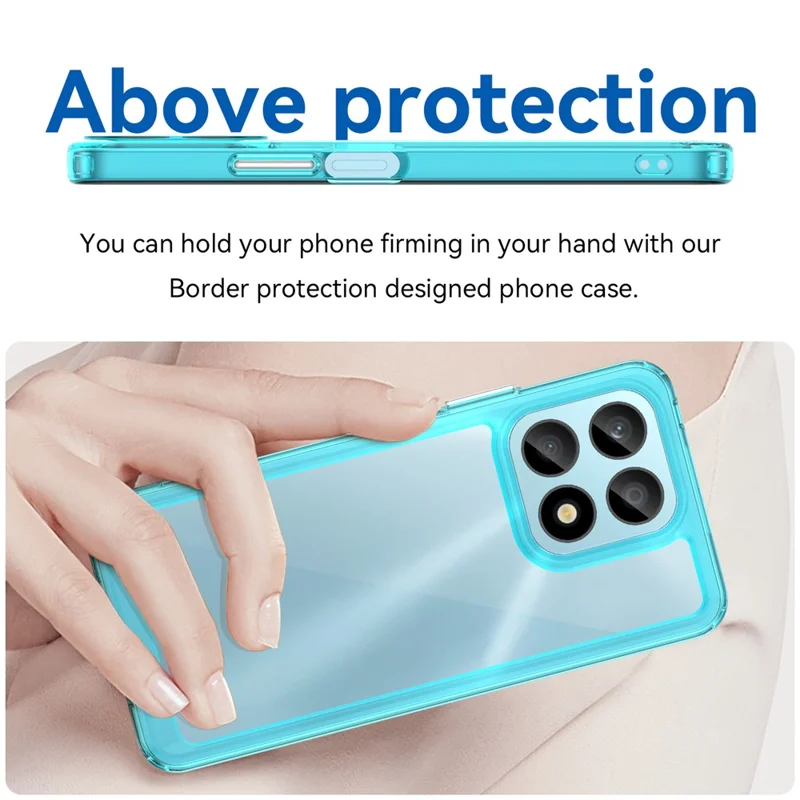 Phone Case for Honor X8a 4G , Acrylic+TPU Cell Phone Shell Protective Cover - Transparent Blue