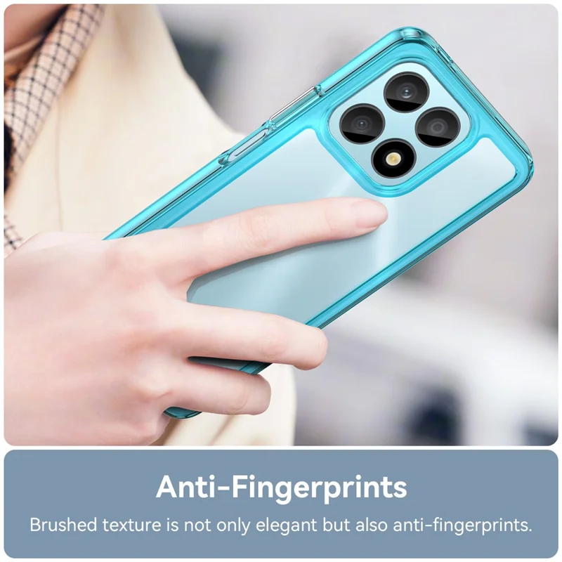 Phone Case for Honor X8a 4G , Acrylic+TPU Cell Phone Shell Protective Cover - Transparent Blue