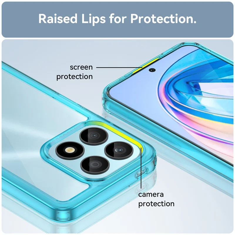 Phone Case for Honor X8a 4G , Acrylic+TPU Cell Phone Shell Protective Cover - Transparent Blue