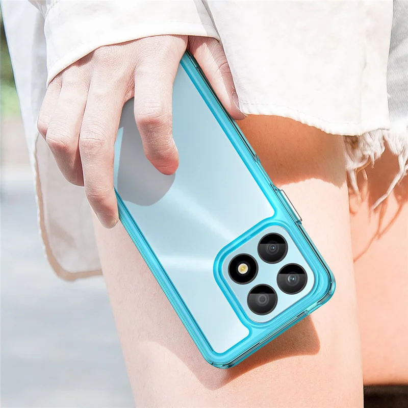 Phone Case for Honor X8a 4G , Acrylic+TPU Cell Phone Shell Protective Cover - Transparent Blue