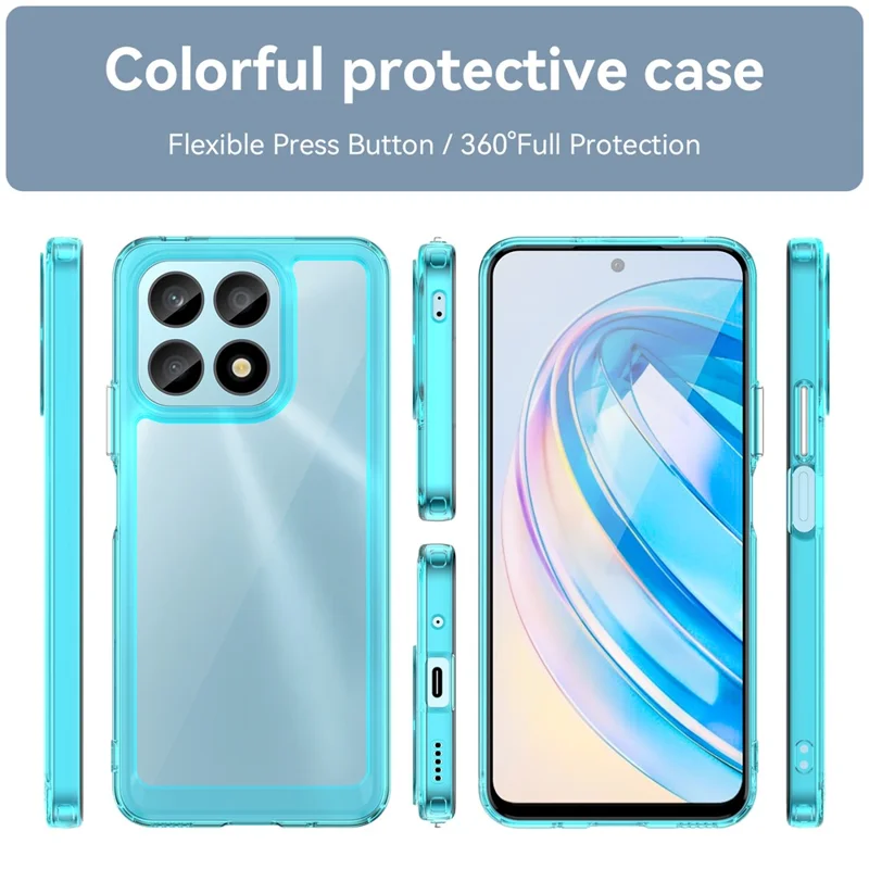 Phone Case for Honor X8a 4G , Acrylic+TPU Cell Phone Shell Protective Cover - Transparent Blue