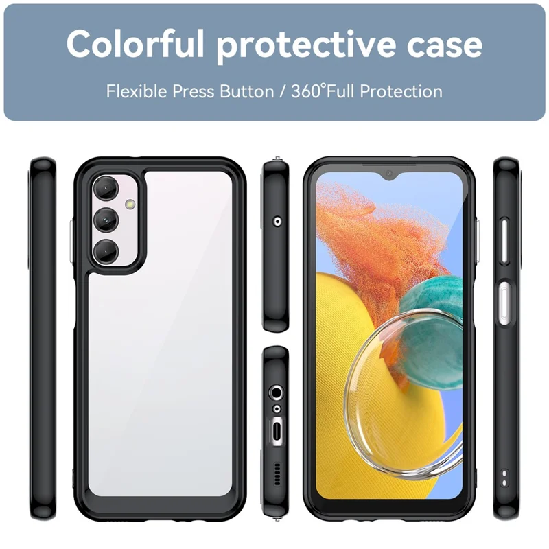 Para Samsung Galaxy M14 5G Anti-Drop Phone Cover TPU+Acrylic Dustproof Phone Case Shell  - Preto