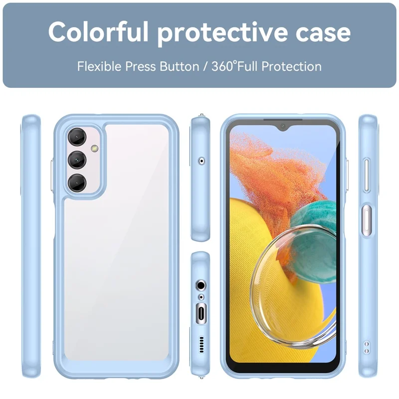 Para Samsung Galaxy M14 5G Funda de Teléfono Antideslizante de TPU+Acrílico, Funda Protectora a Prueba de Polvo - Azul