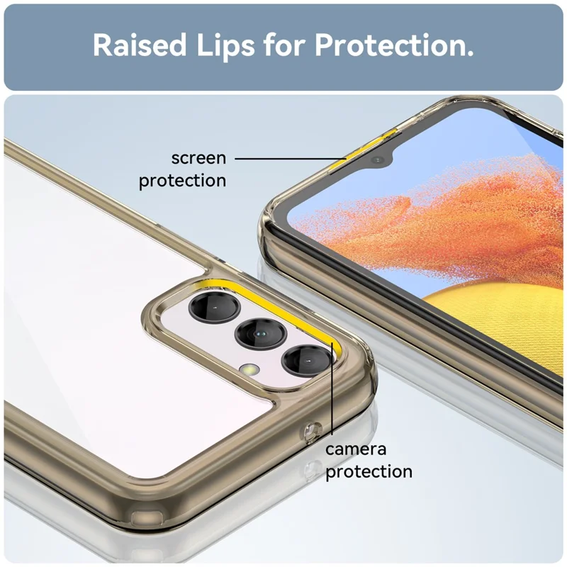 Для Samsung Galaxy M14 5G Anti-Drop Phone Cover TPU+Acrylic Dustproof Phone Case Shell - Прозрачный серый