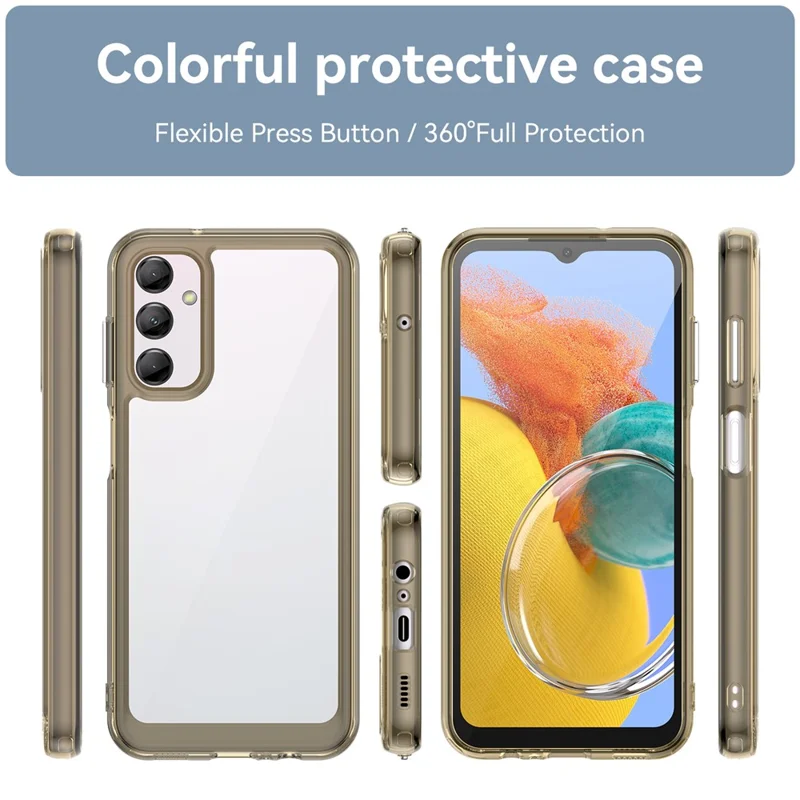 Для Samsung Galaxy M14 5G Anti-Drop Phone Cover TPU+Acrylic Dustproof Phone Case Shell - Прозрачный серый