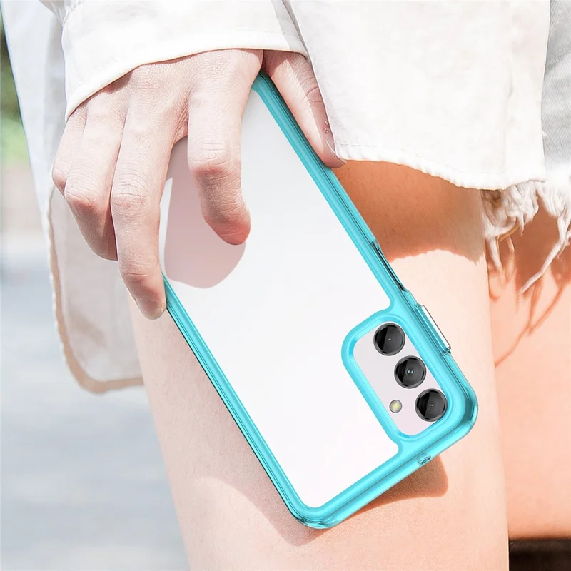 Für Samsung Galaxy M14 5G Anti-Drop Handyhülle TPU+Acryl Staubdichtes Handygehäuse - Transparent Blau