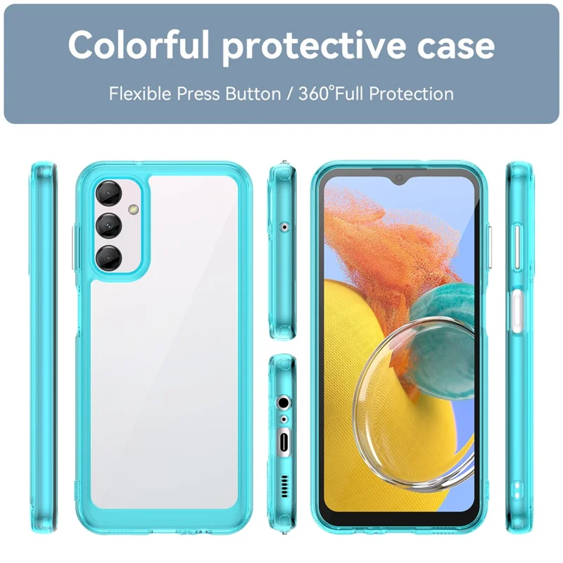 Für Samsung Galaxy M14 5G Anti-Drop Handyhülle TPU+Acryl Staubdichtes Handygehäuse - Transparent Blau