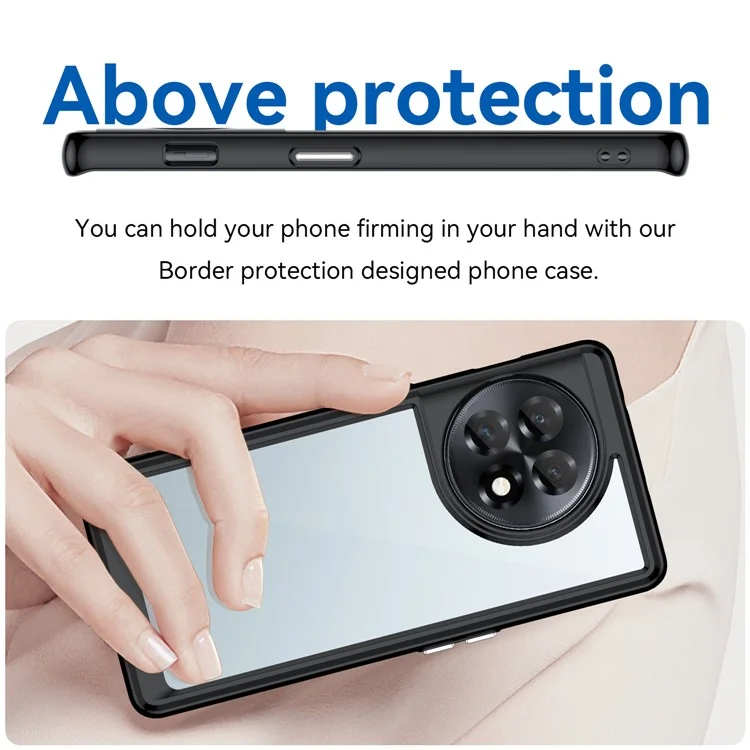 Прозрачный чехол для телефона для OnePlus Ace 2 5G / 11R 5G, ударопрочный TPU+акриловый защитный чехол для телефона - Черный