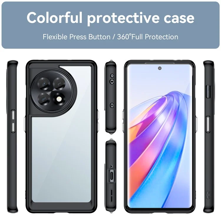 Прозрачный чехол для телефона для OnePlus Ace 2 5G / 11R 5G, ударопрочный TPU+акриловый защитный чехол для телефона - Черный