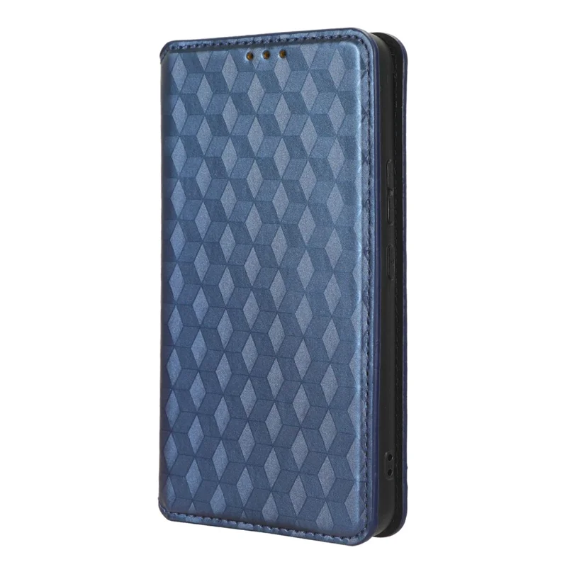 For Nokia C12 4G / C12 Pro / C12 Plus PU Leather Phone Case Rhombus Imprinted Wallet Stand Flip Cover - Blue