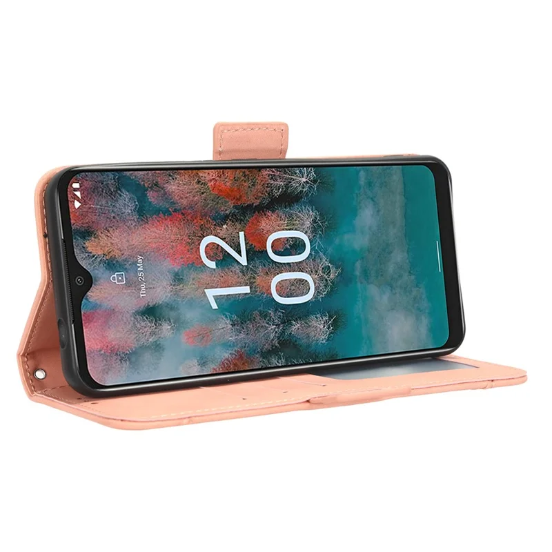 For Nokia C12 4G / C12 Pro / C12 Plus Multiple Card Slots Wallet Phone Cover PU Leather Phone Stand Protective Case - Pink