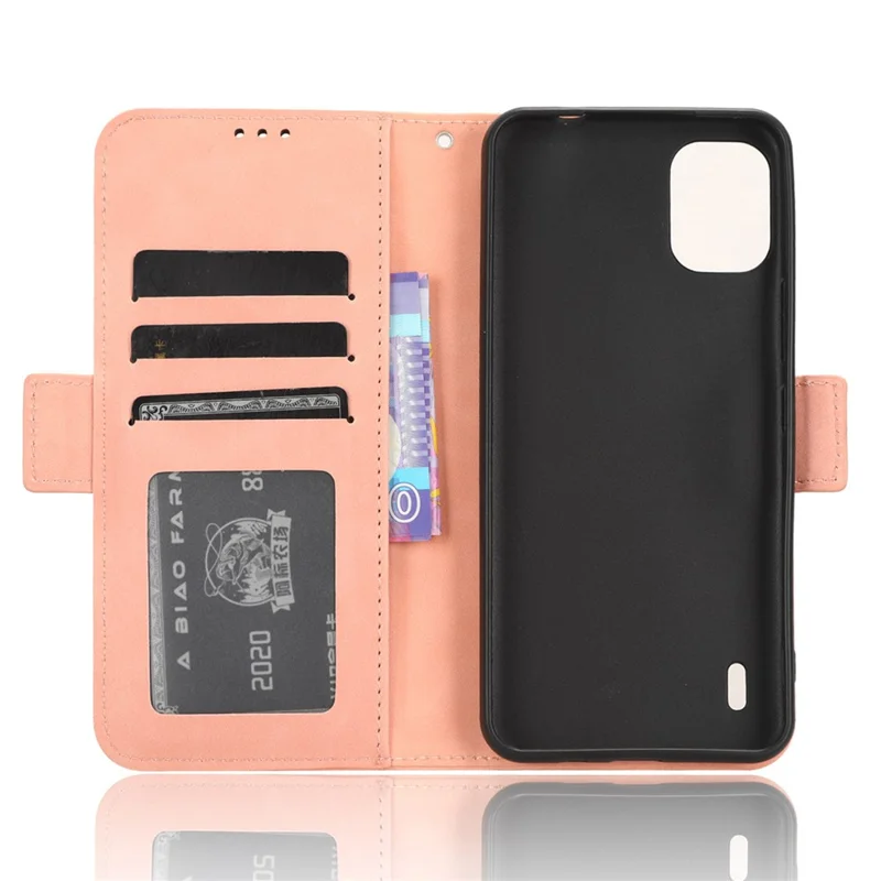 For Nokia C12 4G / C12 Pro / C12 Plus Multiple Card Slots Wallet Phone Cover PU Leather Phone Stand Protective Case - Pink