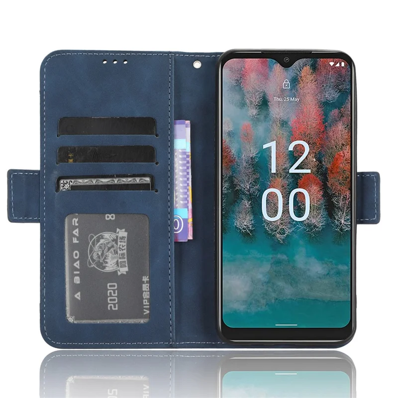 For Nokia C12 4G / C12 Pro / C12 Plus Multiple Card Slots Wallet Phone Cover PU Leather Phone Stand Protective Case - Blue