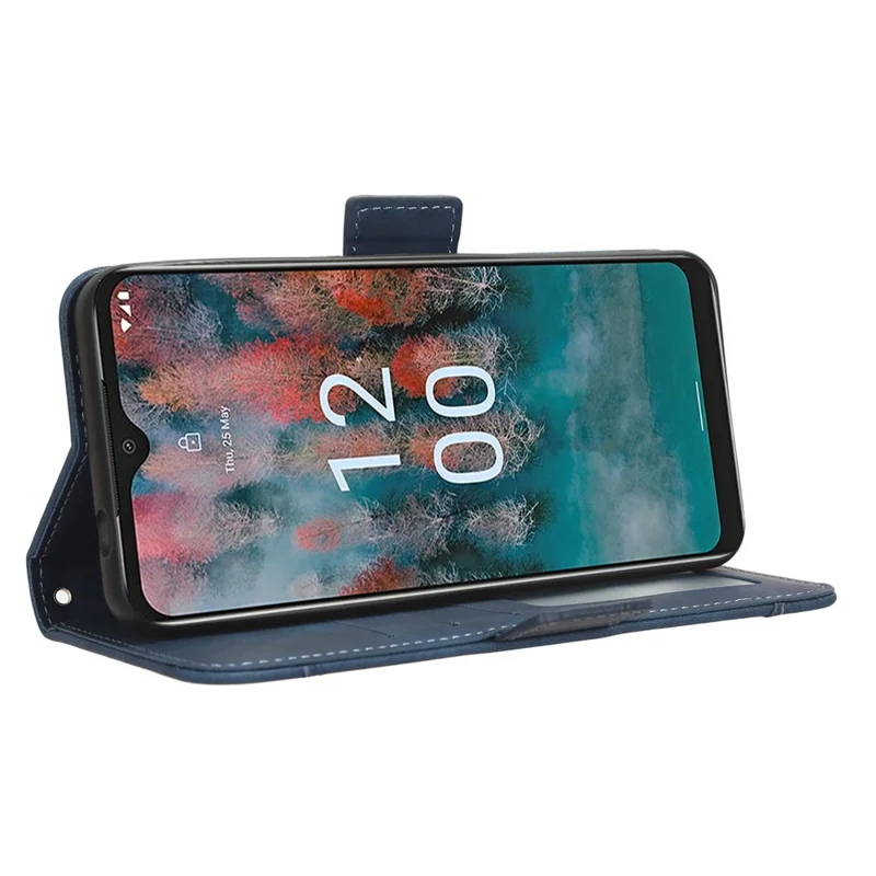 For Nokia C12 4G / C12 Pro / C12 Plus Multiple Card Slots Wallet Phone Cover PU Leather Phone Stand Protective Case - Blue