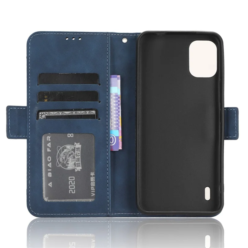 For Nokia C12 4G / C12 Pro / C12 Plus Multiple Card Slots Wallet Phone Cover PU Leather Phone Stand Protective Case - Blue