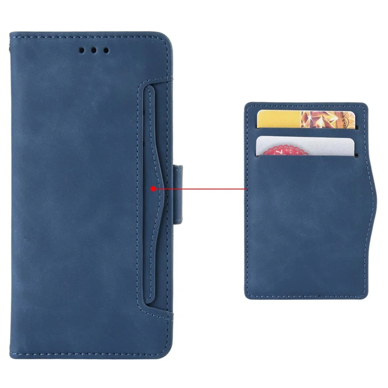 For Nokia C12 4G / C12 Pro / C12 Plus Multiple Card Slots Wallet Phone Cover PU Leather Phone Stand Protective Case - Blue
