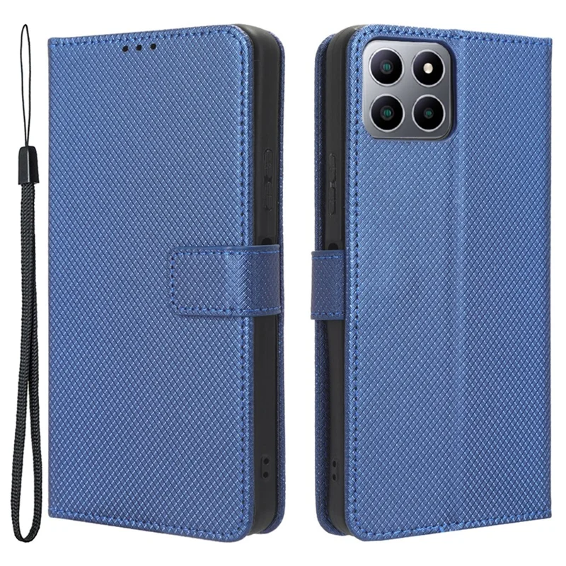 For Boost Mobile Celero 5G+ Diamond Texture PU Leather+TPU Cell Phone Cover Flip Stand Wallet Case - Blue