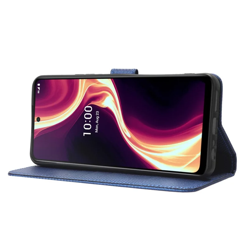 For Boost Mobile Celero 5G+ Diamond Texture PU Leather+TPU Cell Phone Cover Flip Stand Wallet Case - Blue