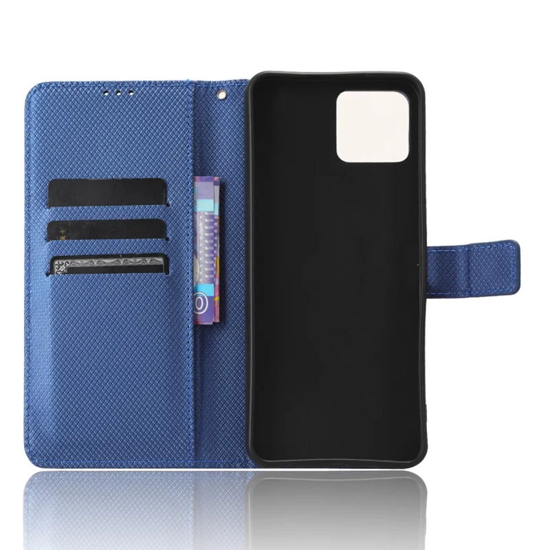 For Boost Mobile Celero 5G+ Diamond Texture PU Leather+TPU Cell Phone Cover Flip Stand Wallet Case - Blue