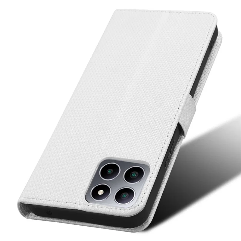 For Boost Mobile Celero 5G+ Diamond Texture PU Leather+TPU Cell Phone Cover Flip Stand Wallet Case - White