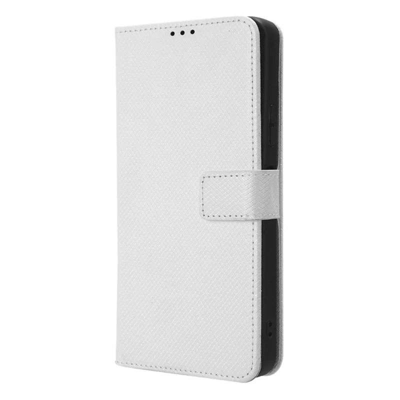 For Boost Mobile Celero 5G+ Diamond Texture PU Leather+TPU Cell Phone Cover Flip Stand Wallet Case - White