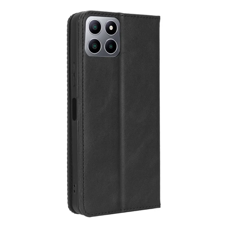 Flip Folio Phone Case for Boost Mobile Celero 5G+ Retro PU Leather Cover Stand Wallet Shell - Black