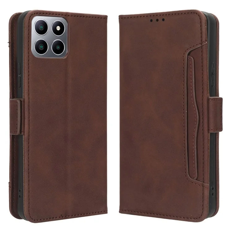 Para Boost Mobile Celero 5G+ Capa de Telefone com Múltiplos Slots de Cartão Cobertura de Couro PU Suporte de Telefone - Marrom