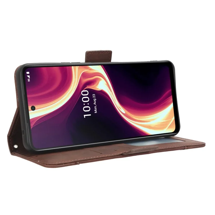 Para Boost Mobile Celero 5G+ Capa de Telefone com Múltiplos Slots de Cartão Cobertura de Couro PU Suporte de Telefone - Marrom