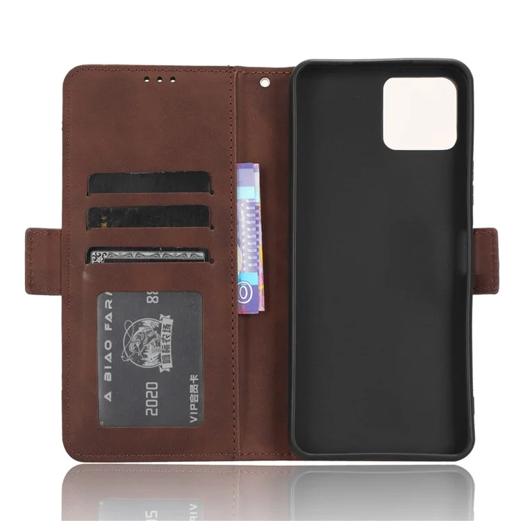 Para Boost Mobile Celero 5G+ Capa de Telefone com Múltiplos Slots de Cartão Cobertura de Couro PU Suporte de Telefone - Marrom