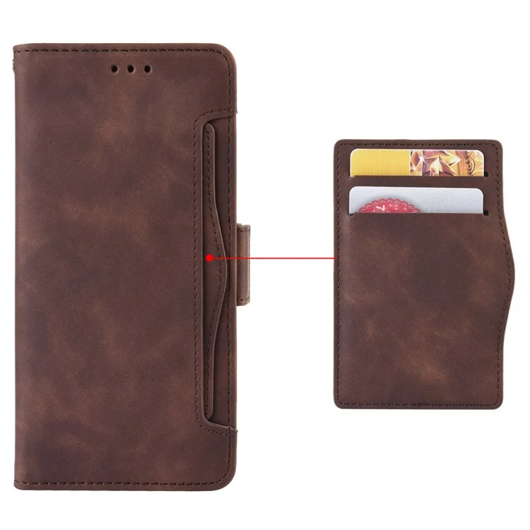 Para Boost Mobile Celero 5G+ Capa de Telefone com Múltiplos Slots de Cartão Cobertura de Couro PU Suporte de Telefone - Marrom