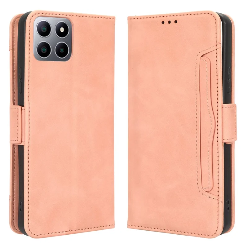 For Boost Mobile Celero 5G+ Multiple Card Slots Phone Cover PU Leather Wallet Phone Stand Case - Pink