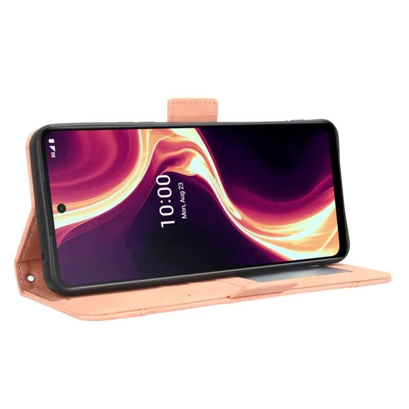 For Boost Mobile Celero 5G+ Multiple Card Slots Phone Cover PU Leather Wallet Phone Stand Case - Pink
