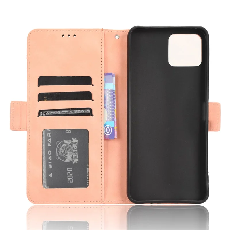 For Boost Mobile Celero 5G+ Multiple Card Slots Phone Cover PU Leather Wallet Phone Stand Case - Pink