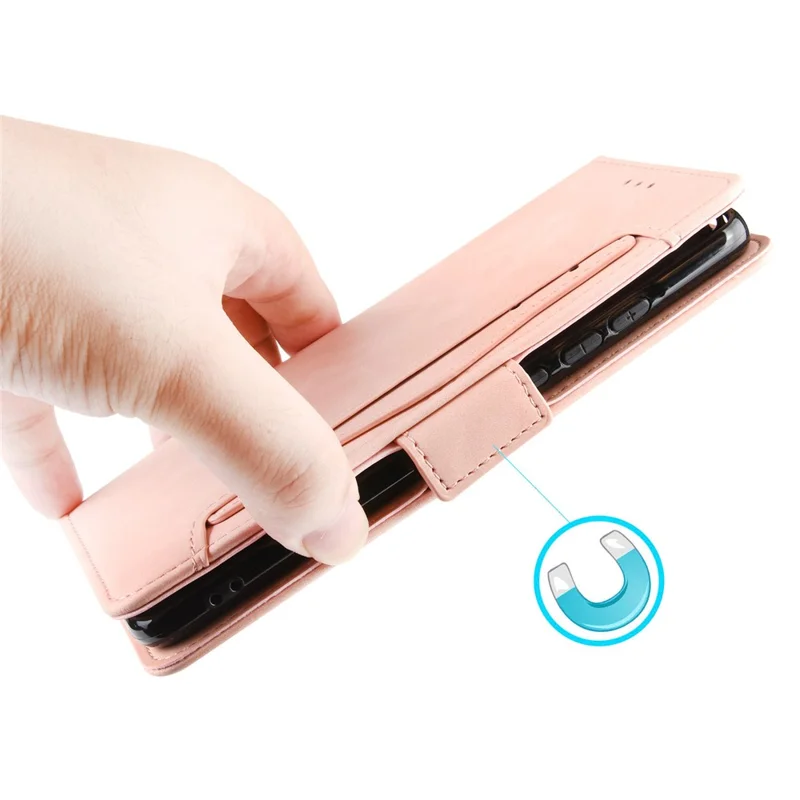 For Boost Mobile Celero 5G+ Multiple Card Slots Phone Cover PU Leather Wallet Phone Stand Case - Pink