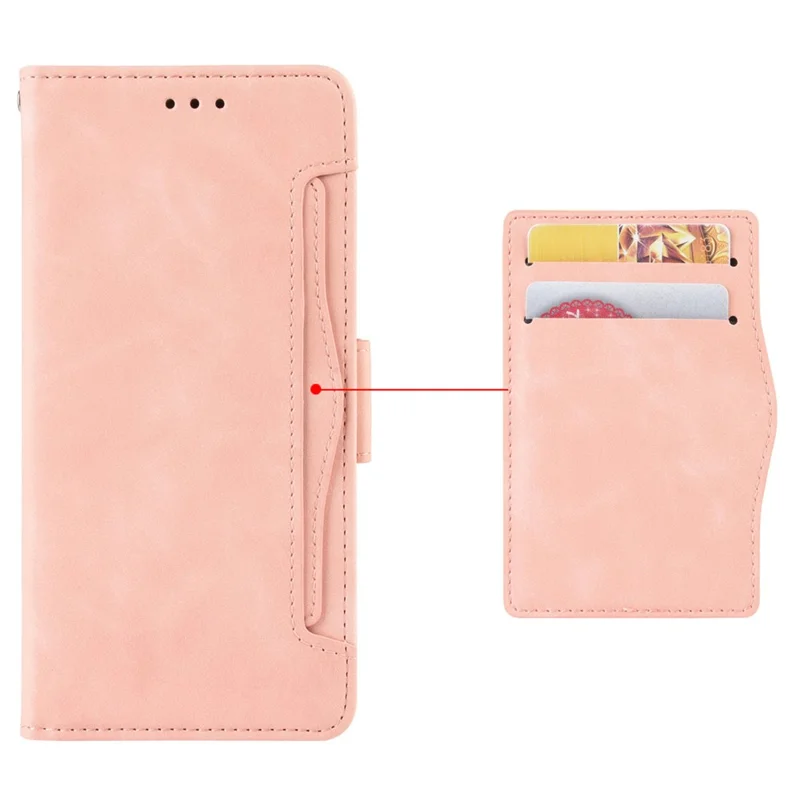 For Boost Mobile Celero 5G+ Multiple Card Slots Phone Cover PU Leather Wallet Phone Stand Case - Pink