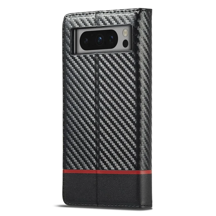LC.IMEEKE для Google Pixel 8 Pro PU Leather Wallet Phone Case Carbon Fiber Texture Cover с подставкой - Горизонтальная полоска