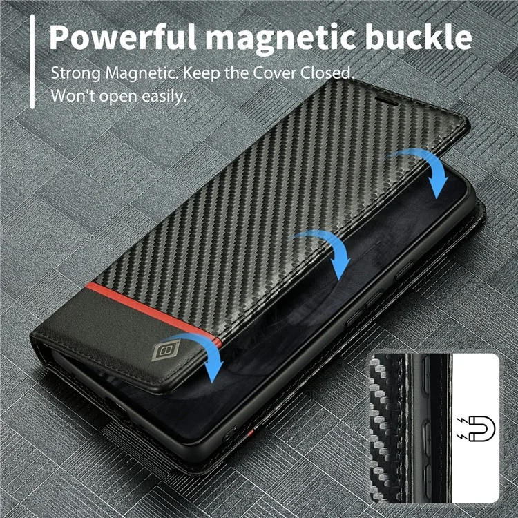 LC.IMEEKE для Google Pixel 8 Pro PU Leather Wallet Phone Case Carbon Fiber Texture Cover с подставкой - Горизонтальная полоска