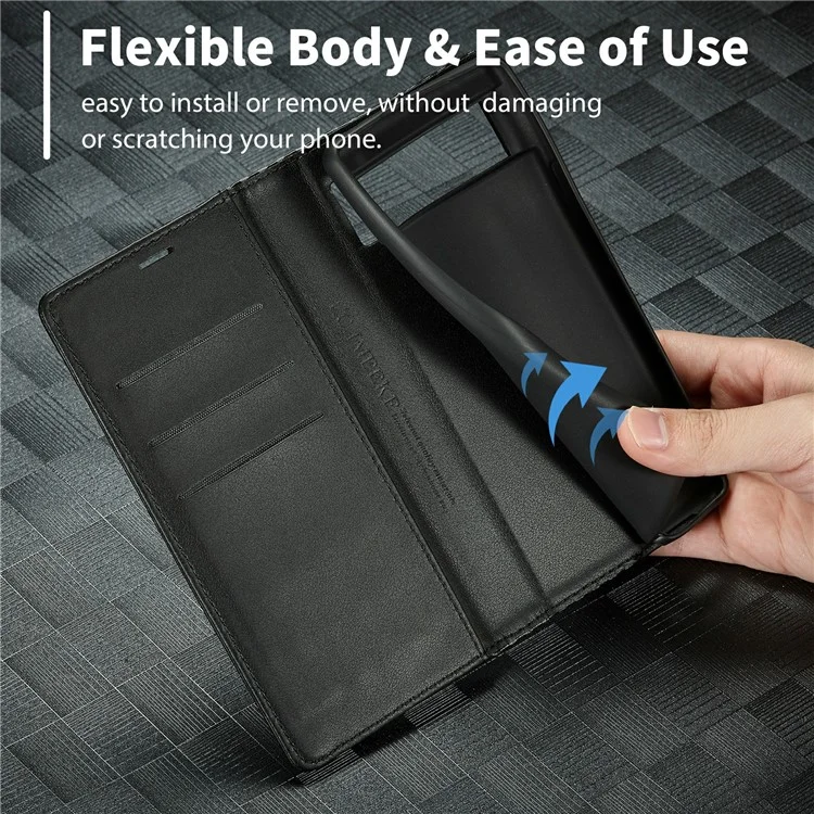 LC.IMEEKE для Google Pixel 8 Pro PU Leather Wallet Phone Case Carbon Fiber Texture Cover с подставкой - Горизонтальная полоска