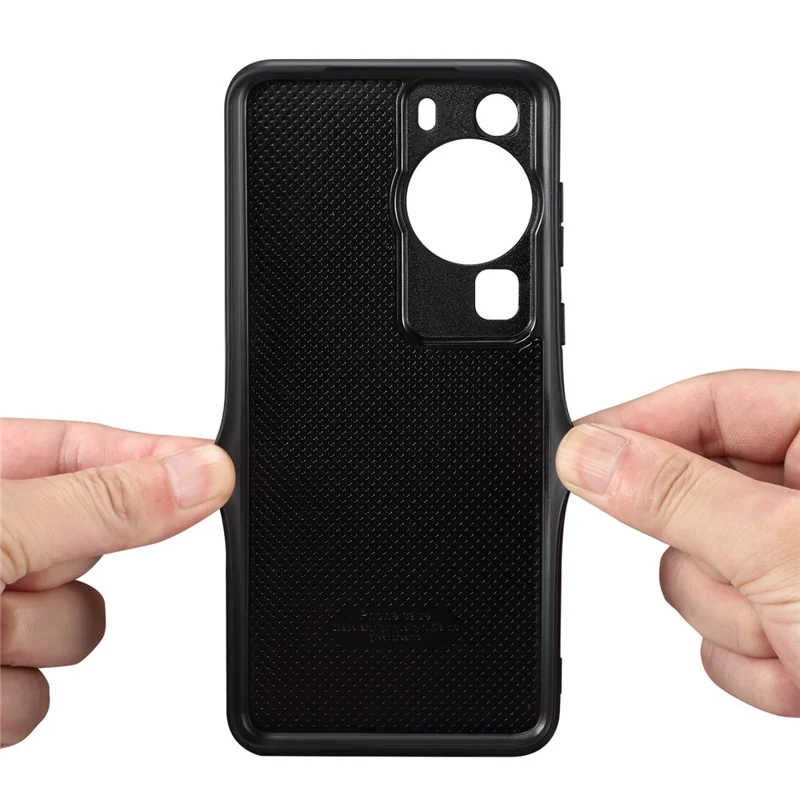 DENIOR Para Huawei P60 / P60 Pro Funda para tarjetas elásticas de piel sintética con revestimiento de TPU a prueba de golpes - Marrón